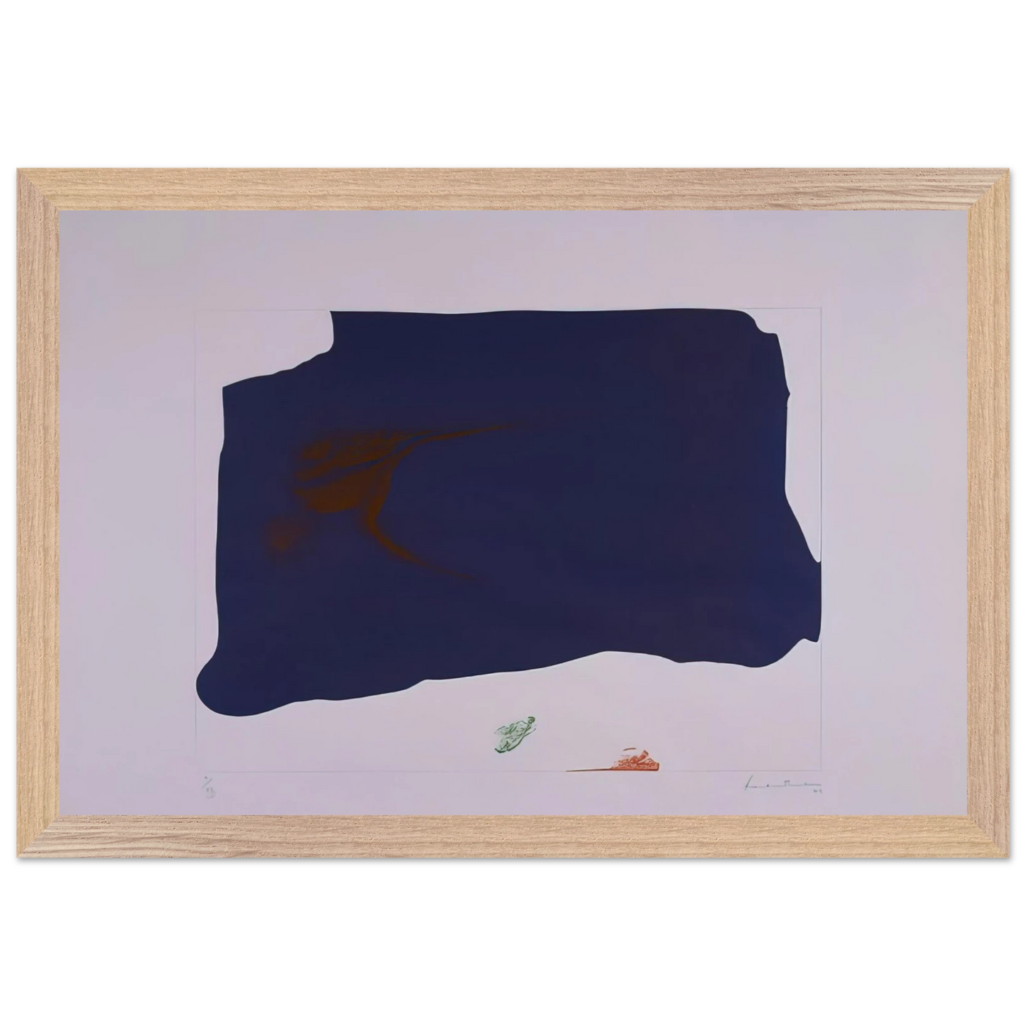 Helen Frankenthaler - Variation II on Mauve Corner - 1969 Wall art - 50x50 cm / 20x20 inches - Premium Wooden Framed Poster With Fine Art Paper-canvas - White frame