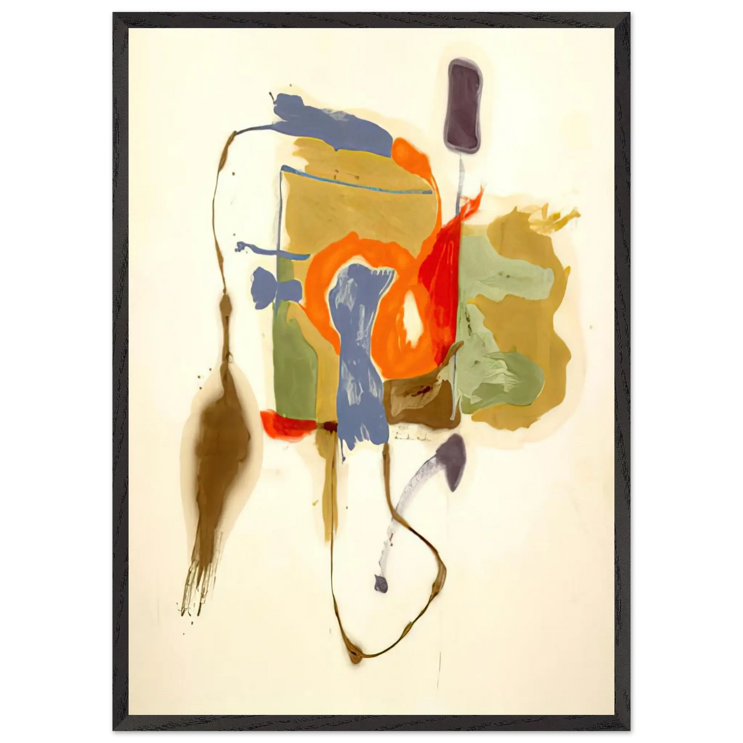 Helen Frankenthaler - Blue Form in a Scene - 1961 Wall art - A1 (59.4 x 84.1  cm) - Premium Wooden Framed Poster With Fine Art Paper - Black frame