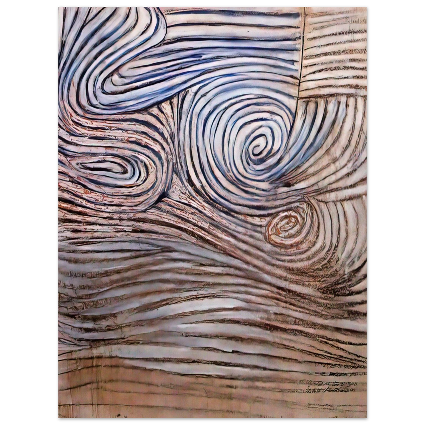 Victor Pasmore - SPIRAL MOTIF IN WHITE BLACK AND INDIGO 1951  75x100 cm / 30x40inches Fine Art Poster