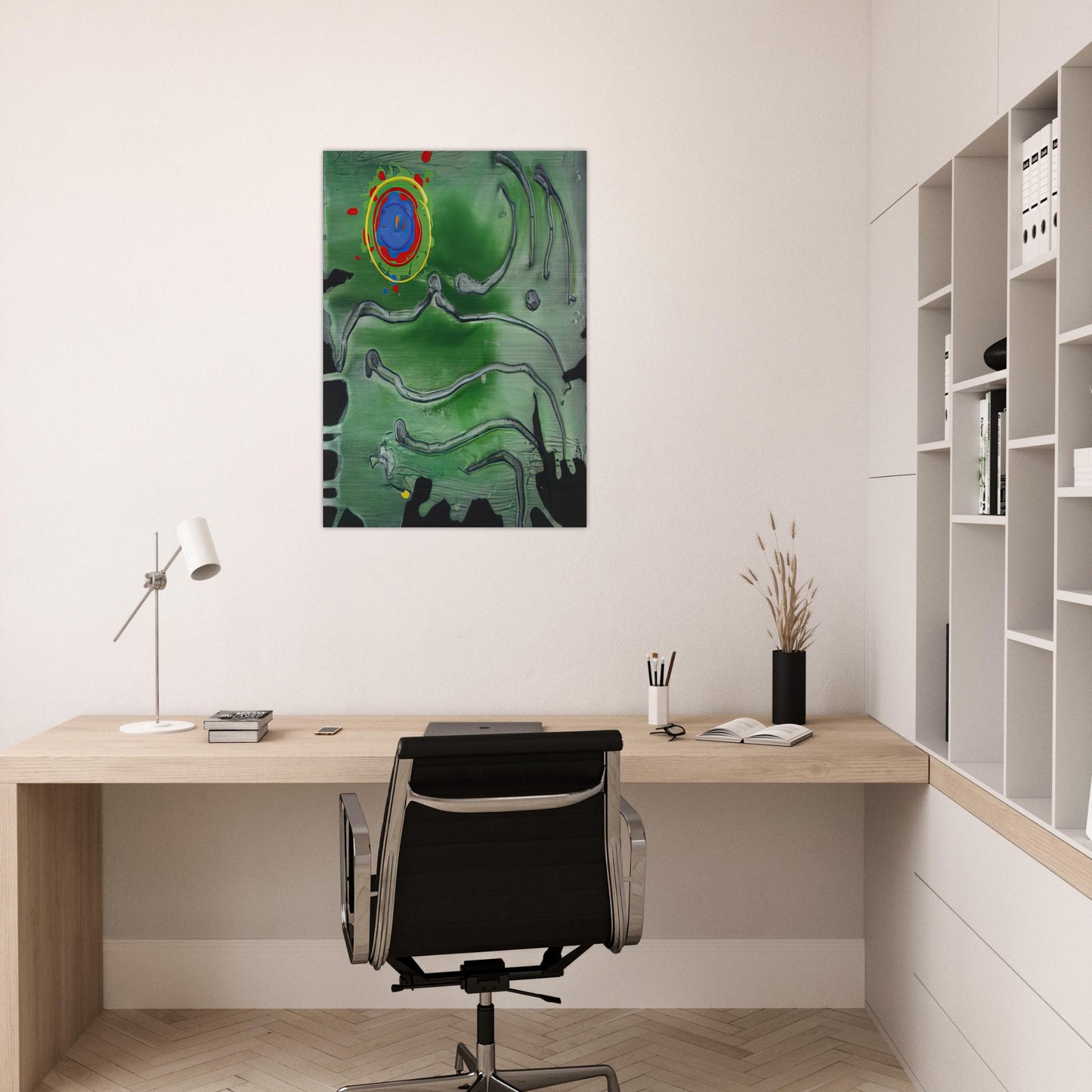 Green Sea Moon - 2006 - John Hoyland Brushed Aluminum Print - 70x100 cm / 28x40 inches | John Hoyland Aluminum Print | John Hoyland Prints