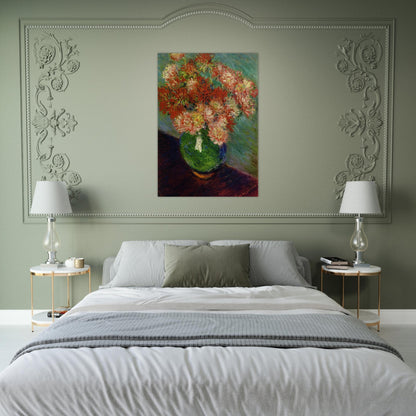 Vase of Chrysanthemums - claude monet Brushed Aluminum Print - 70x100 cm / 28x40 inches | claude monet Aluminum Print | claude monet Prints