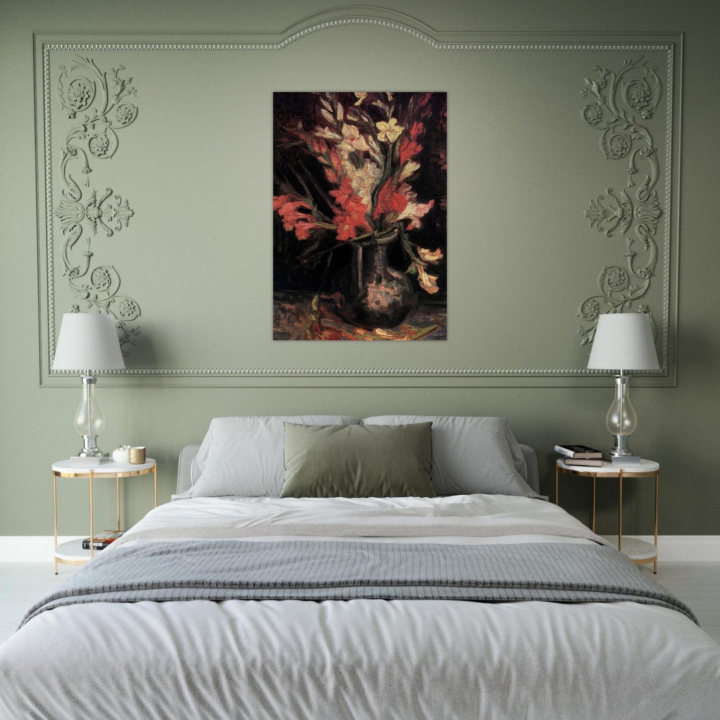 Vase with Red Gladioli - Vincent van Gogh Brushed Aluminum Print - 70x100 cm / 28x40 inches | Vincent van Gogh Aluminum Print | Vincent van Gogh Prints