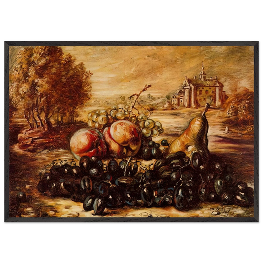 BLACK GRAPE - Giorgio de Chirico 70x100 cm / 28x40 inches Framed Art Print – Black Wooden Frame