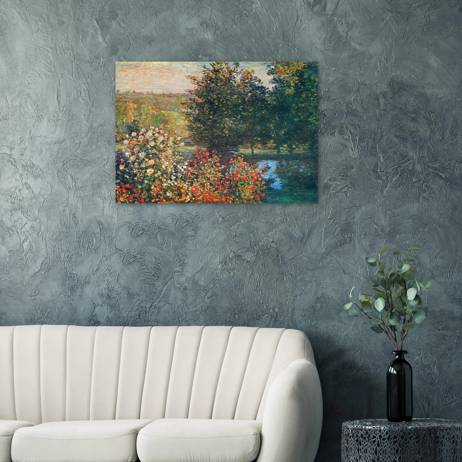 Roses in the Hoshede`s Garden at Montregon - claude monet Brushed Aluminum Print - 70x100 cm / 28x40 inches | claude monet Aluminum Print | claude monet Prints