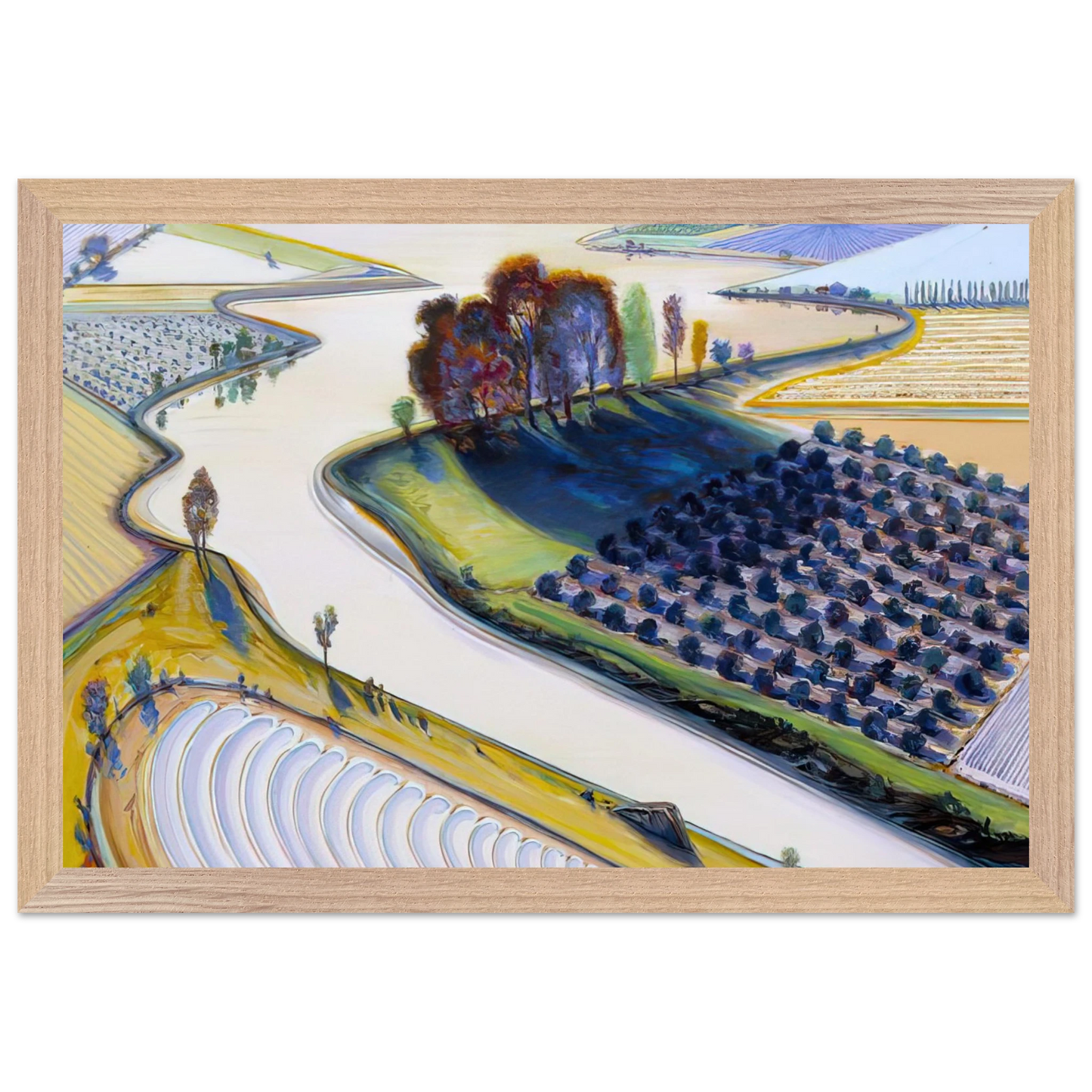 Wayne Thiebaud - Flatland River - 1997 Wall Art - 60x80 cm / 24x32 inches - Fine Art Poster-canvas - -