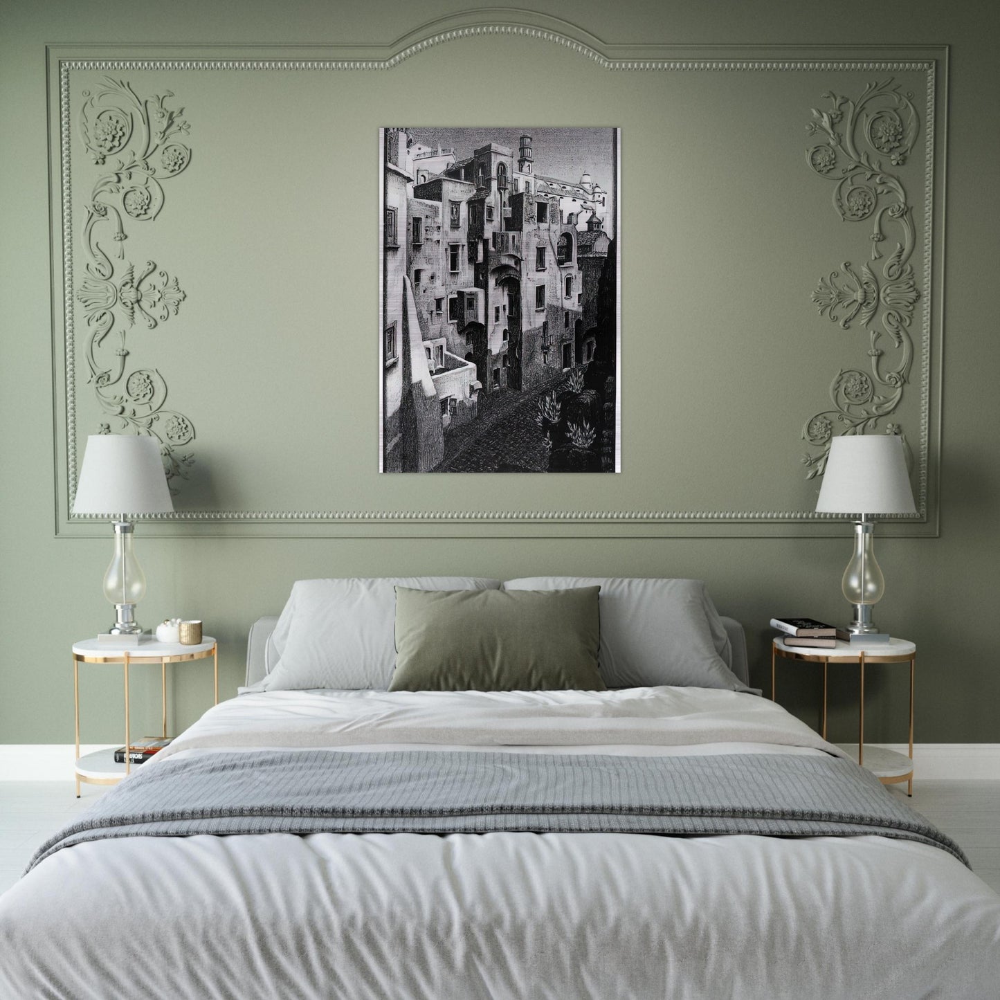 DILAPIDATED HOUSES IN ATRANI 1931 - MC Escher Brushed Aluminum Print - 70x100 cm / 28x40 inches | MC Escher Aluminum Print | MC Escher Prints