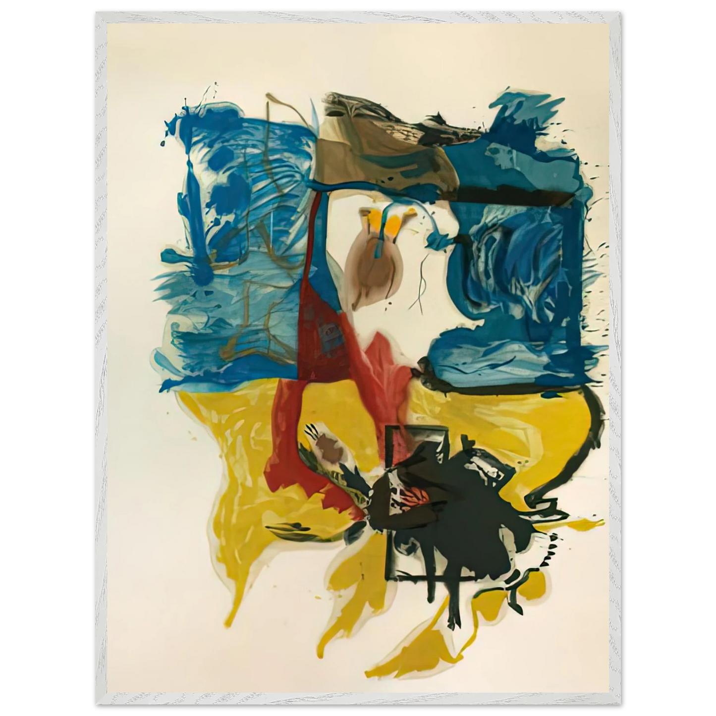 Helen Frankenthaler - Beach Scene, 1961- Wall Art - 30x40 cm / 12x16 inches - Premium Wooden Framed Poster With Fine Art Paper-canvas - White frame