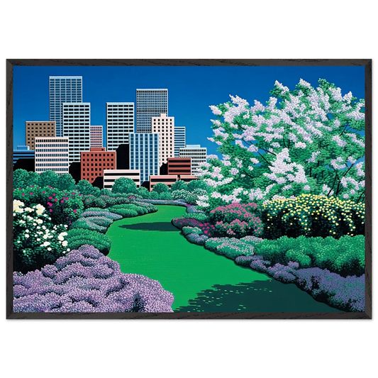 City Garden - Hiroshi Nagai 70x100 cm / 28x40 inches Framed Art Print – Black Wooden Frame