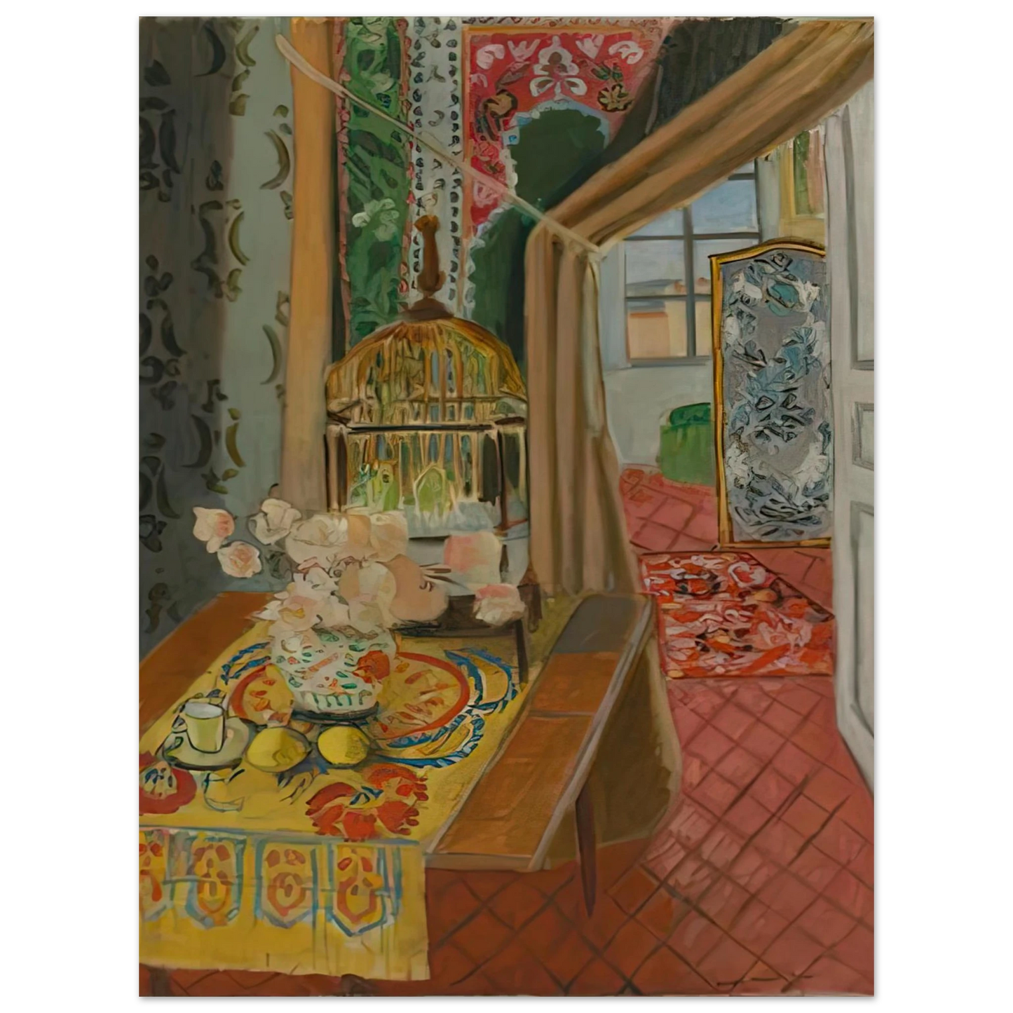 Henri Matisse - INTERIOR FLOWERS AND PARAKEETS 1924  75x100 cm / 30x40inches Fine Art Poster
