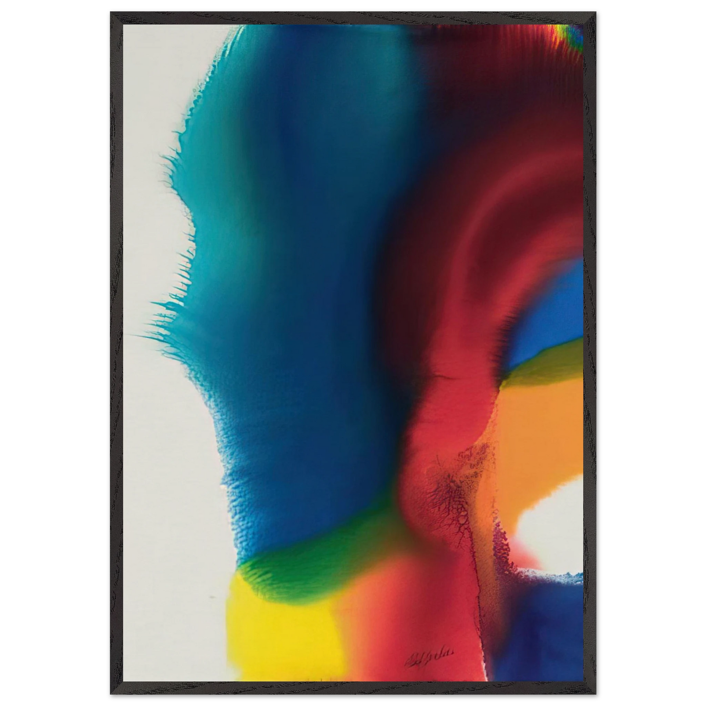 Rainbow Bleed - Color Field Painting Lyrical Abstraction - Paul Jenkins 70x100 cm / 28x40 inches Framed Art Print – Black Wooden Frame