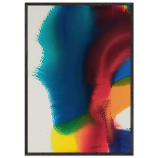 Rainbow Bleed - Color Field Painting Lyrical Abstraction - Paul Jenkins 70x100 cm / 28x40 inches Framed Art Print – Black Wooden Frame