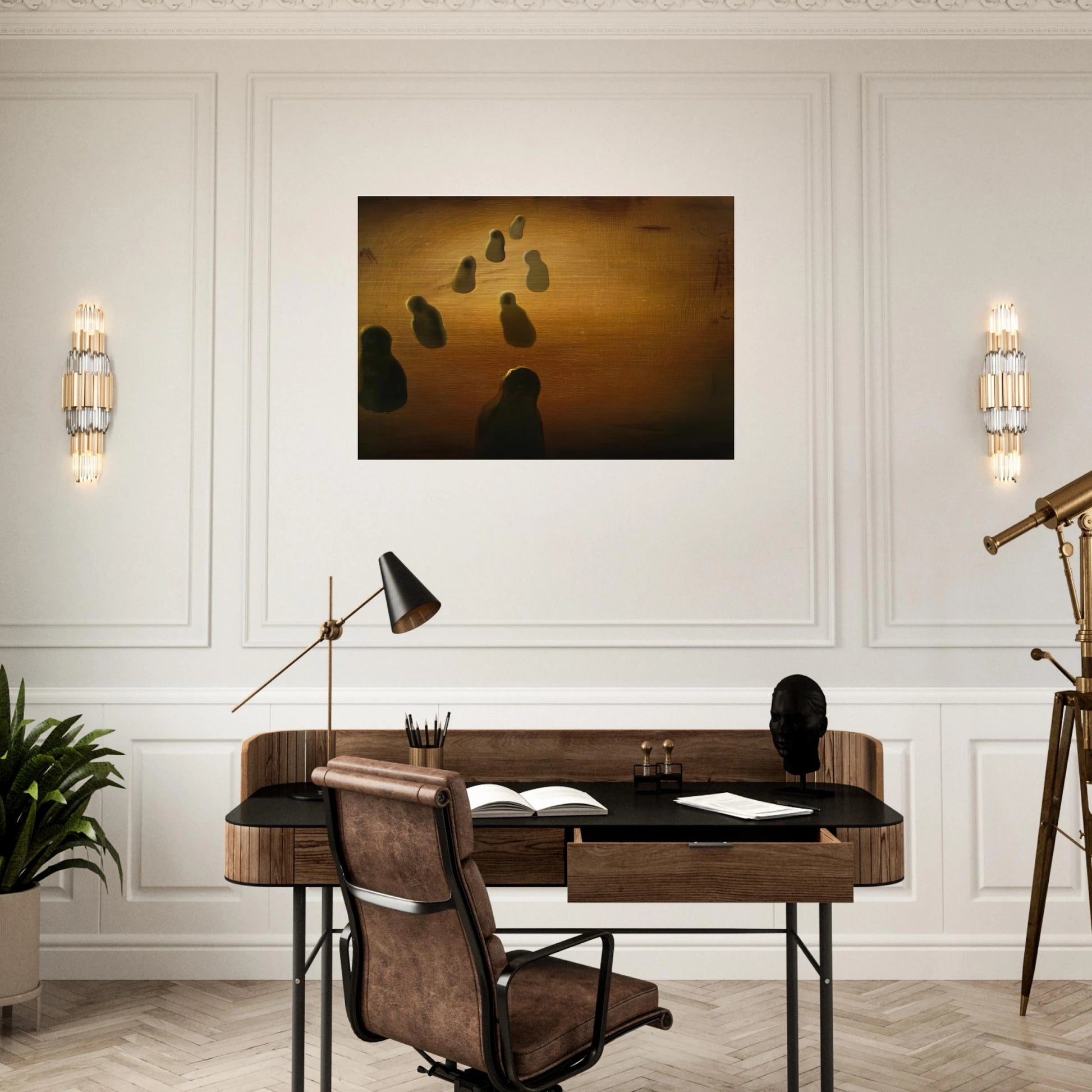 STUDY FOR DEOXYRIBONUCLEIC ACID ARABS - Salvador Dali Brushed Aluminum Print - 70x100 cm / 28x40 inches | Salvador Dali Aluminum Print | Salvador Dali Prints