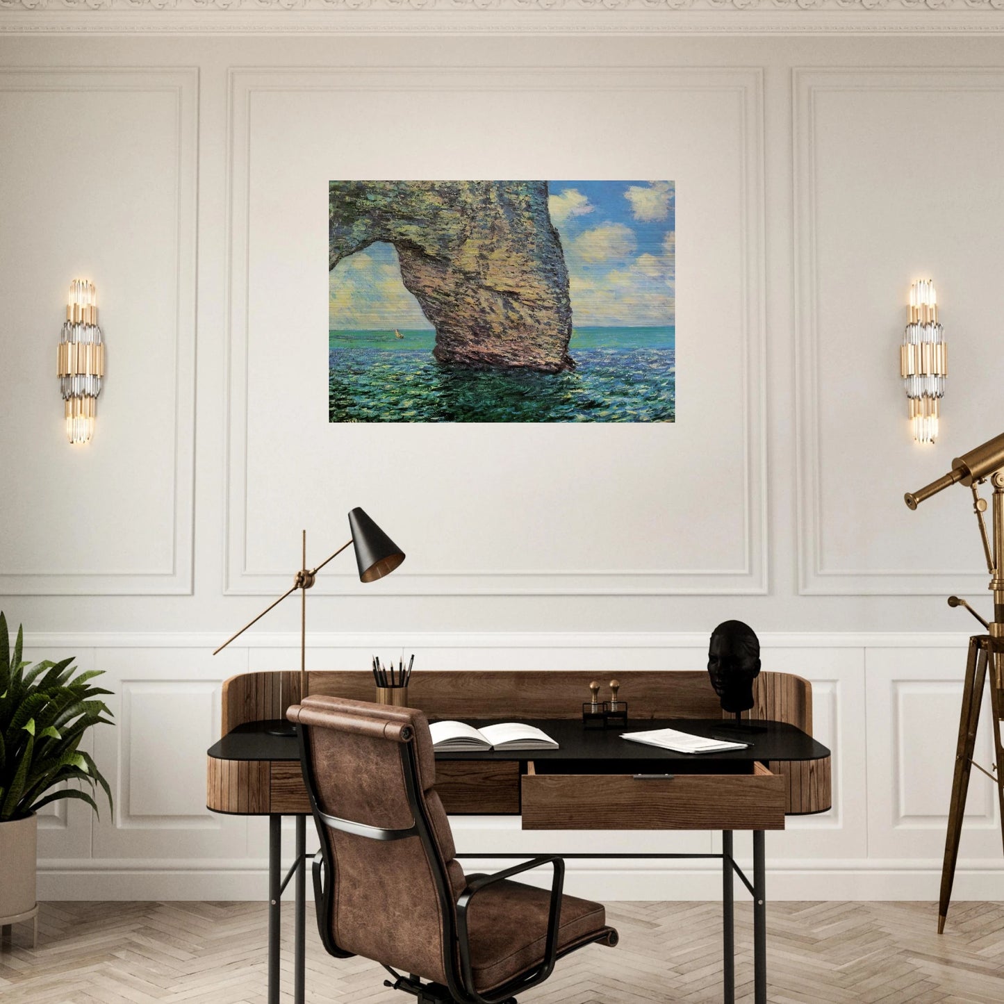 The Manneport at High Tide - claude monet Brushed Aluminum Print - 70x100 cm / 28x40 inches | claude monet Aluminum Print | claude monet Prints