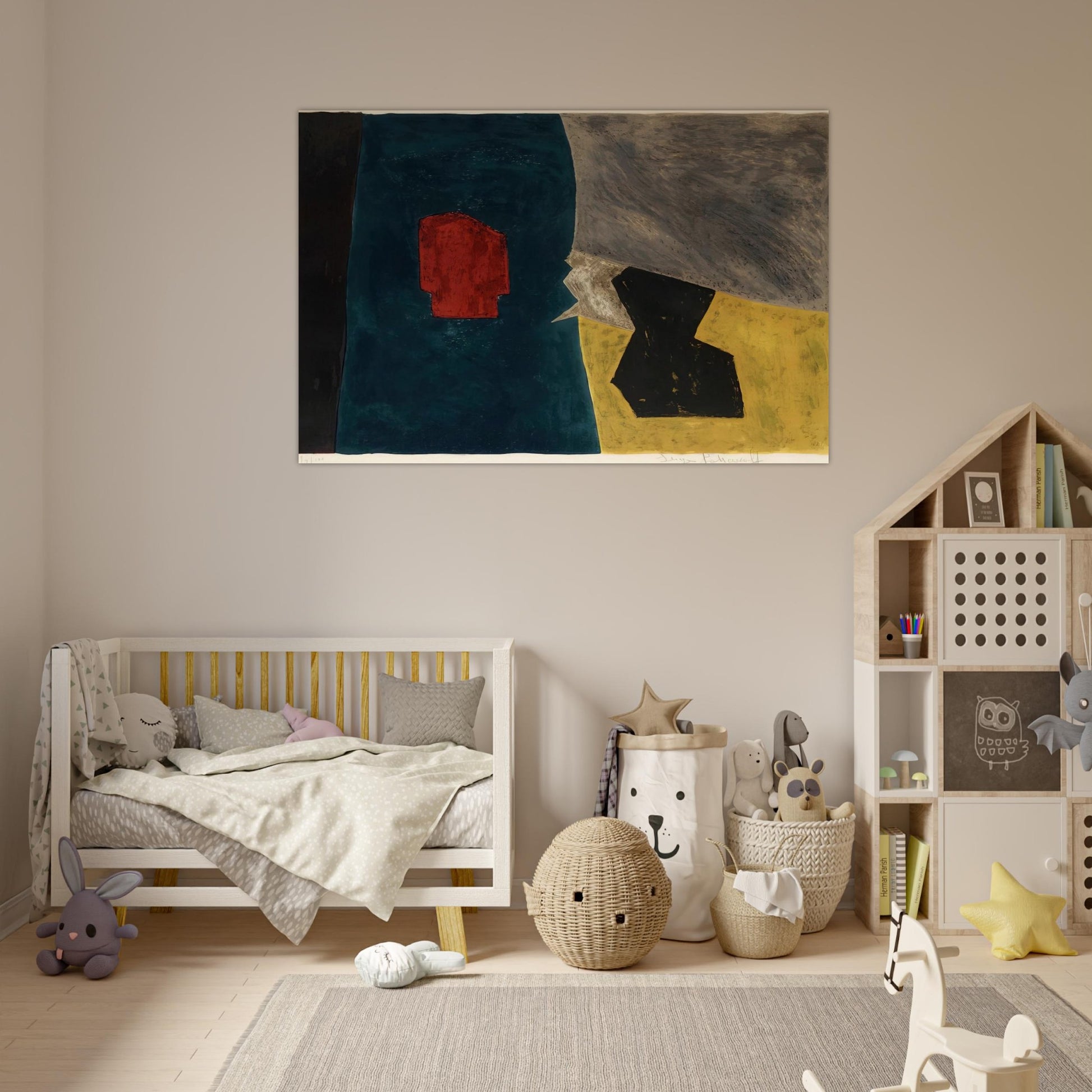 Composition bleue, jaune et grise - 1958 - Serge Poliakoff Art Prints - 100x150 cm / 40x60″ inches | Serge Poliakoff Poster | Serge Poliakoff Prints