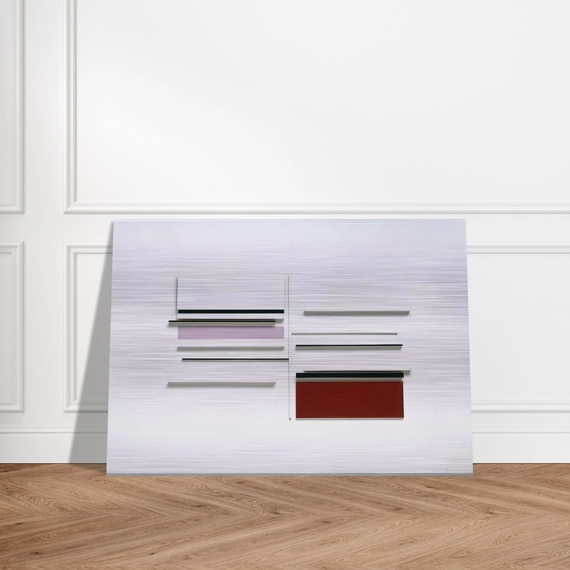 Abstract in White, Black, Indian and Lilac - 1957 - Victor Pasmore Brushed Aluminum Print - 70x100 cm / 28x40 inches | Victor Pasmore Aluminum Print | Victor Pasmore Prints