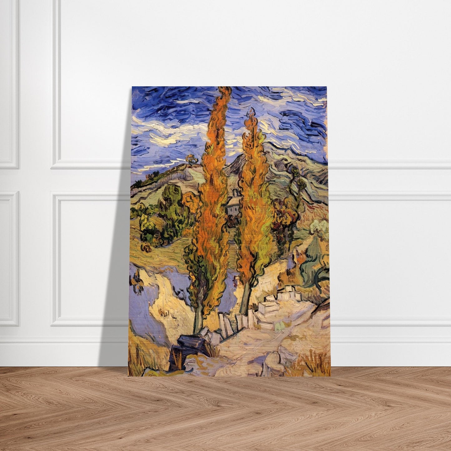 Two Poplars on a Hill - Vincent van Gogh Brushed Aluminum Print - 70x100 cm / 28x40 inches | Vincent van Gogh Aluminum Print | Vincent van Gogh Prints