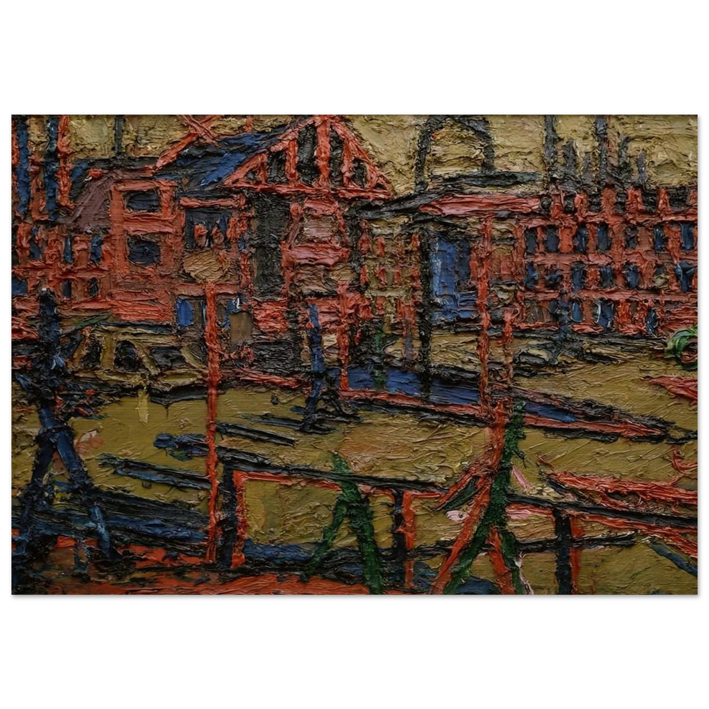 BEHIND CAMDEN TOWN STATION SUMMER EVENING - Frank Auerbach Brushed Aluminum Print - 70x100 cm / 28x40 inches | Frank Auerbach Aluminum Print | Frank Auerbach Prints