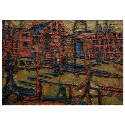 BEHIND CAMDEN TOWN STATION SUMMER EVENING - Frank Auerbach Brushed Aluminum Print - 70x100 cm / 28x40 inches | Frank Auerbach Aluminum Print | Frank Auerbach Prints