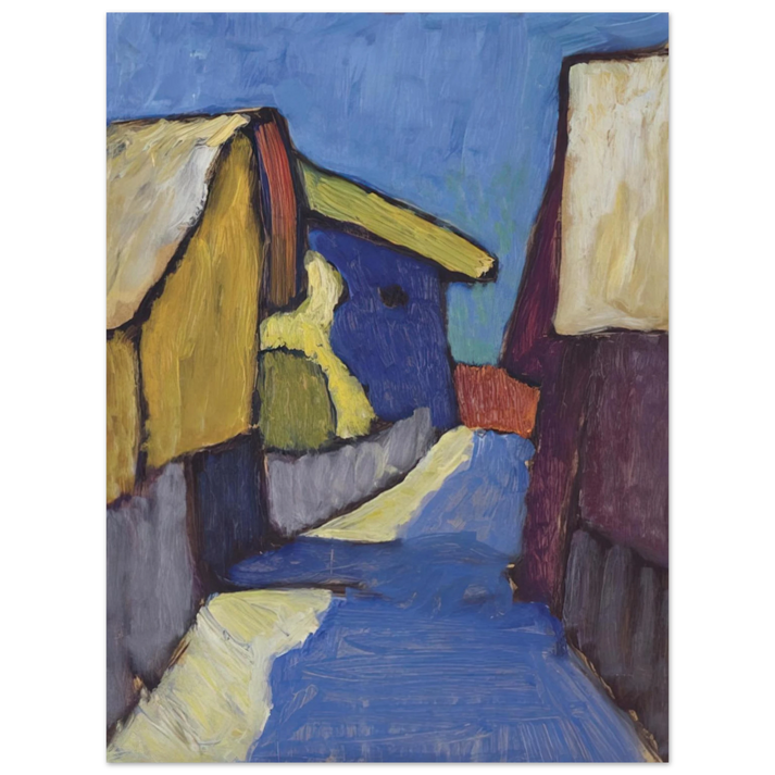 Gabriele Munter - DORFSTRASSE IN BLAU  75x100 cm / 30x40inches Fine Art Poster