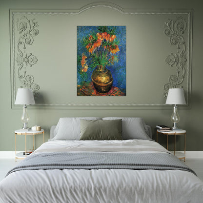 Fritillaries in a Copper Vase - Vincent van Gogh Brushed Aluminum Print - 70x100 cm / 28x40 inches | Vincent van Gogh Aluminum Print | Vincent van Gogh Prints