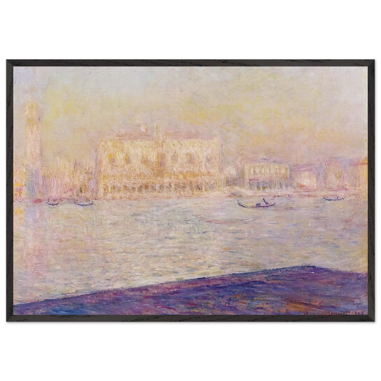 The Doges Palace Seen from San Giorgio Maggiore 4 - claude monet 70x100 cm / 28x40 inches Framed Art Print – Black Wooden Frame