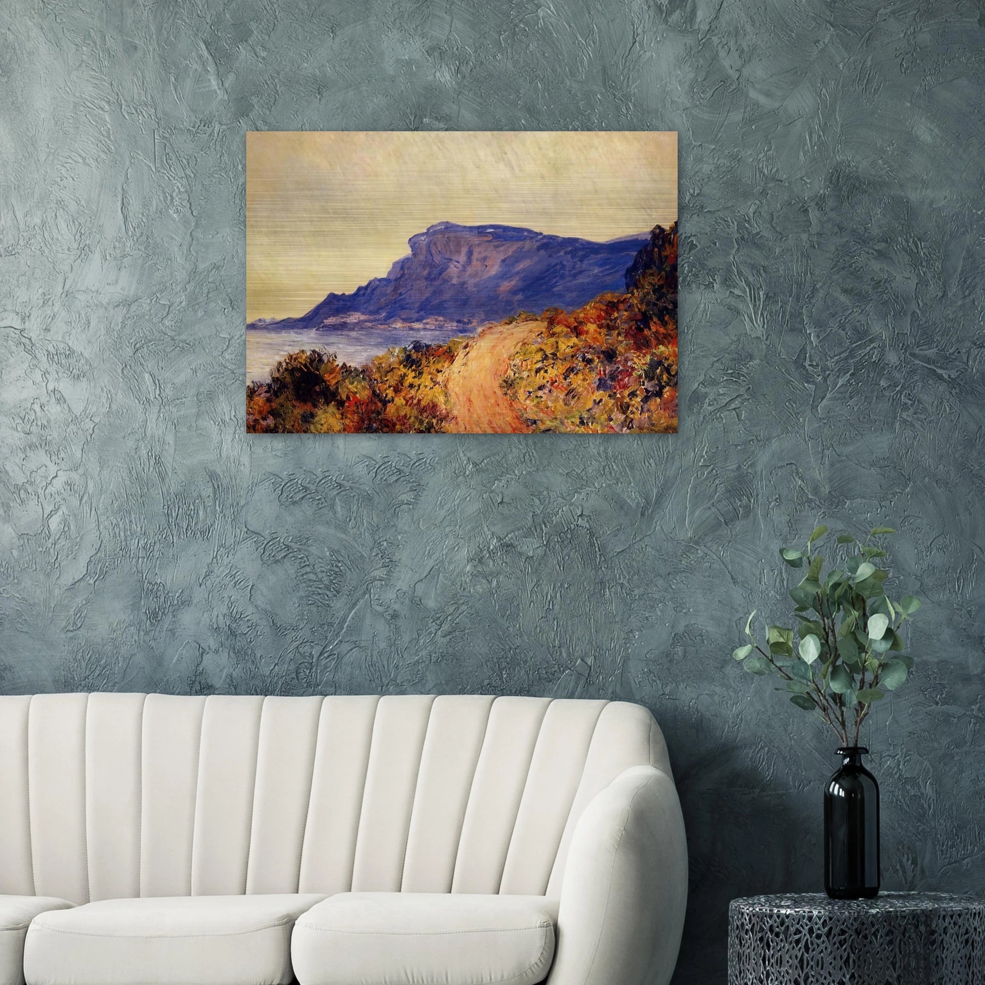 The Red Road at Cap Martin, near Menton - claude monet Brushed Aluminum Print - 70x100 cm / 28x40 inches | claude monet Aluminum Print | claude monet Prints