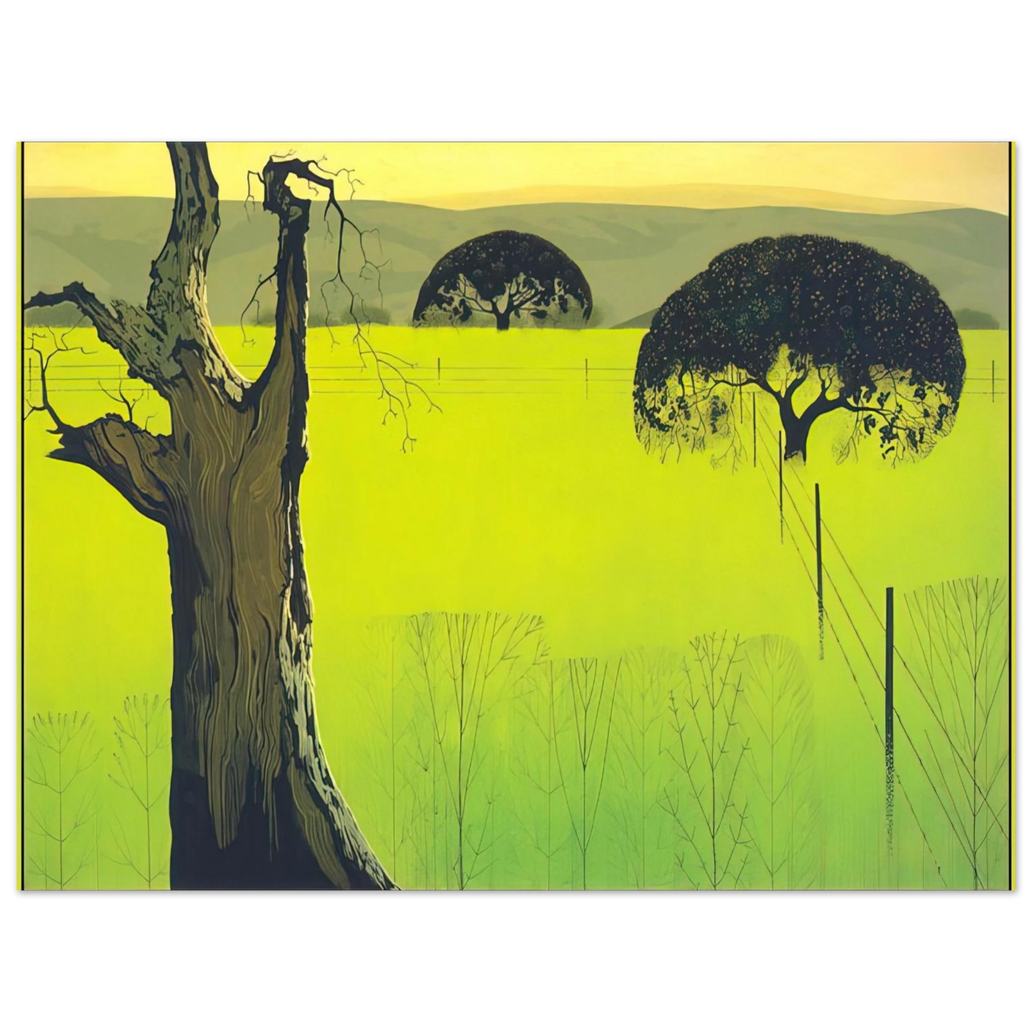 Eyvind Earle - Mustard Field  75x100 cm / 30x40inches Fine Art Poster