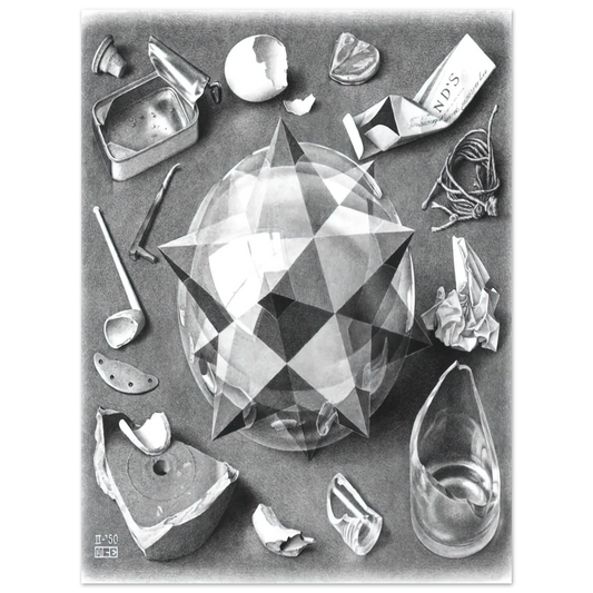 MC Escher - CONTRAST ORDER AND CHAOS Wall Art - 21x29.7 cm / 8x12" - Fine Art Poster - -