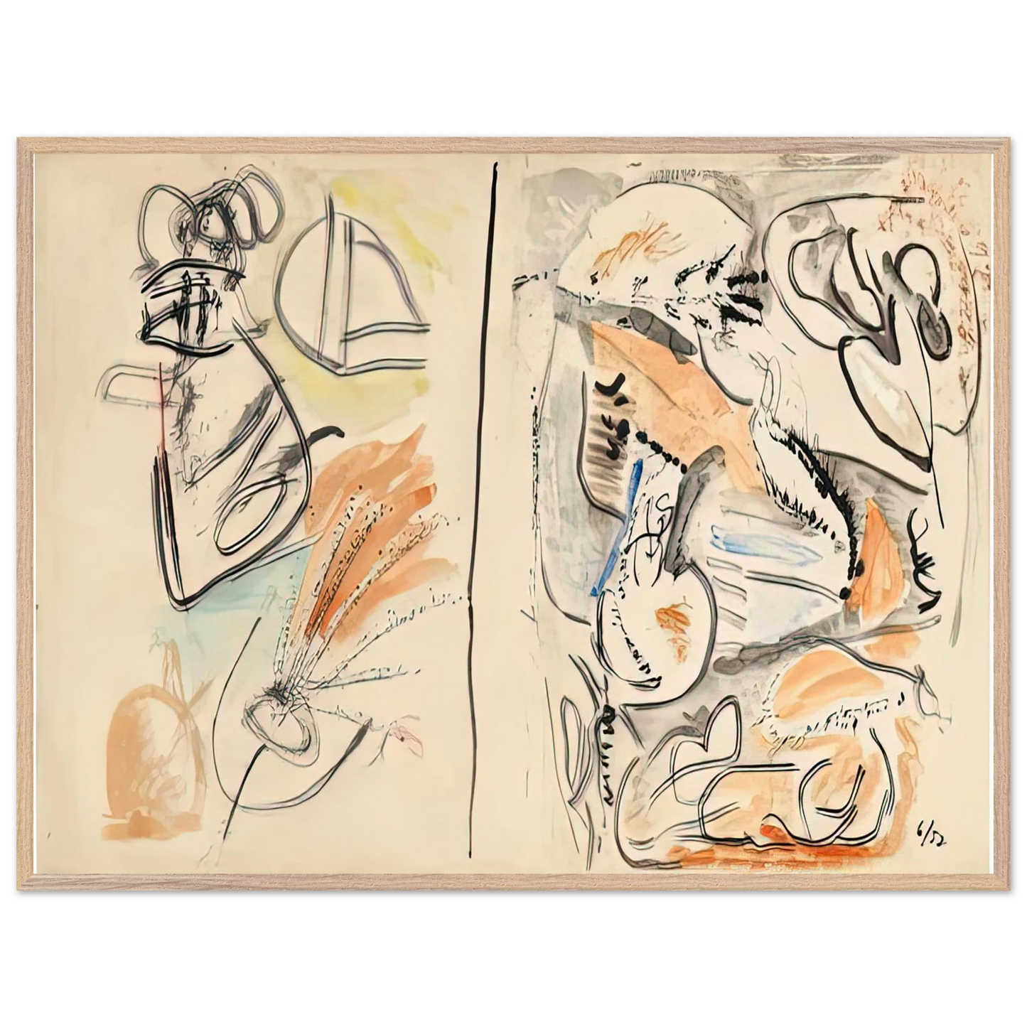 Helen Frankenthaler - Window Shade No. 2, 1952- Wall Art - 60x80 cm / 24x32 inches - Premium Wooden Framed Poster With Fine Art Paper-canvas - Black frame