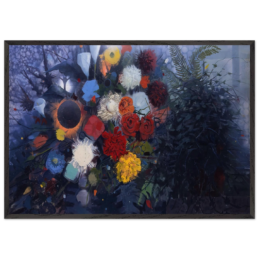 Flowers No 1 - 1975 - Gebre Kristos Desta 70x100 cm / 28x40 inches Framed Art Print – Black Wooden Frame