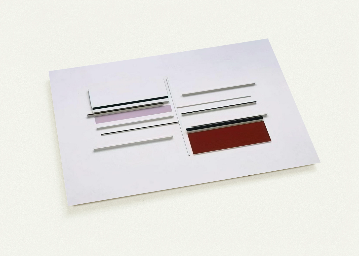 ABSTRACT IN WHITE BLACK INDIAN AND LILAC 1957 By Victor Pasmore Pack of 10 Post Cards | Victor Pasmore Post Cards | A6 (10.5 x 14.8 cm) - 4.1 x 5.8 inches