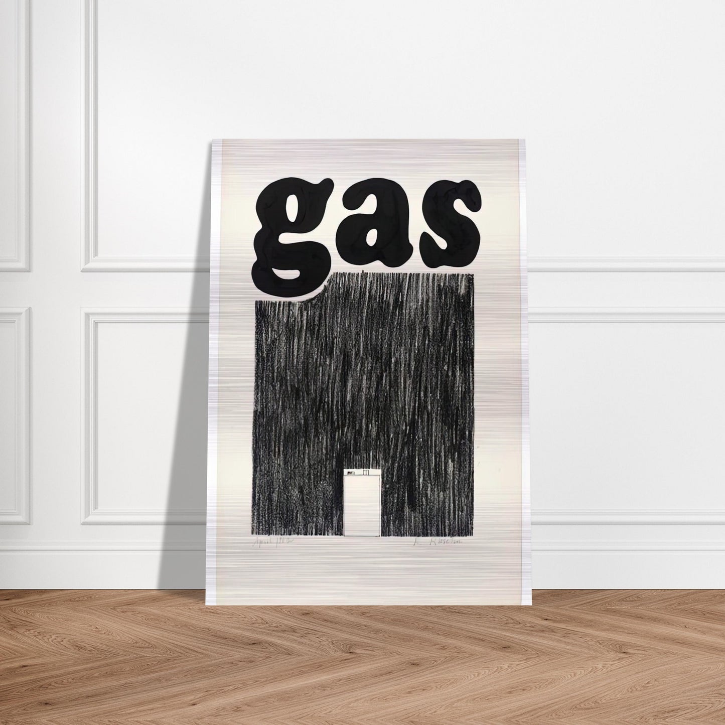 GAS 1962 - Edward Ruscha Brushed Aluminum Print - 70x100 cm / 28x40 inches | Edward Ruscha Aluminum Print | Edward Ruscha Prints