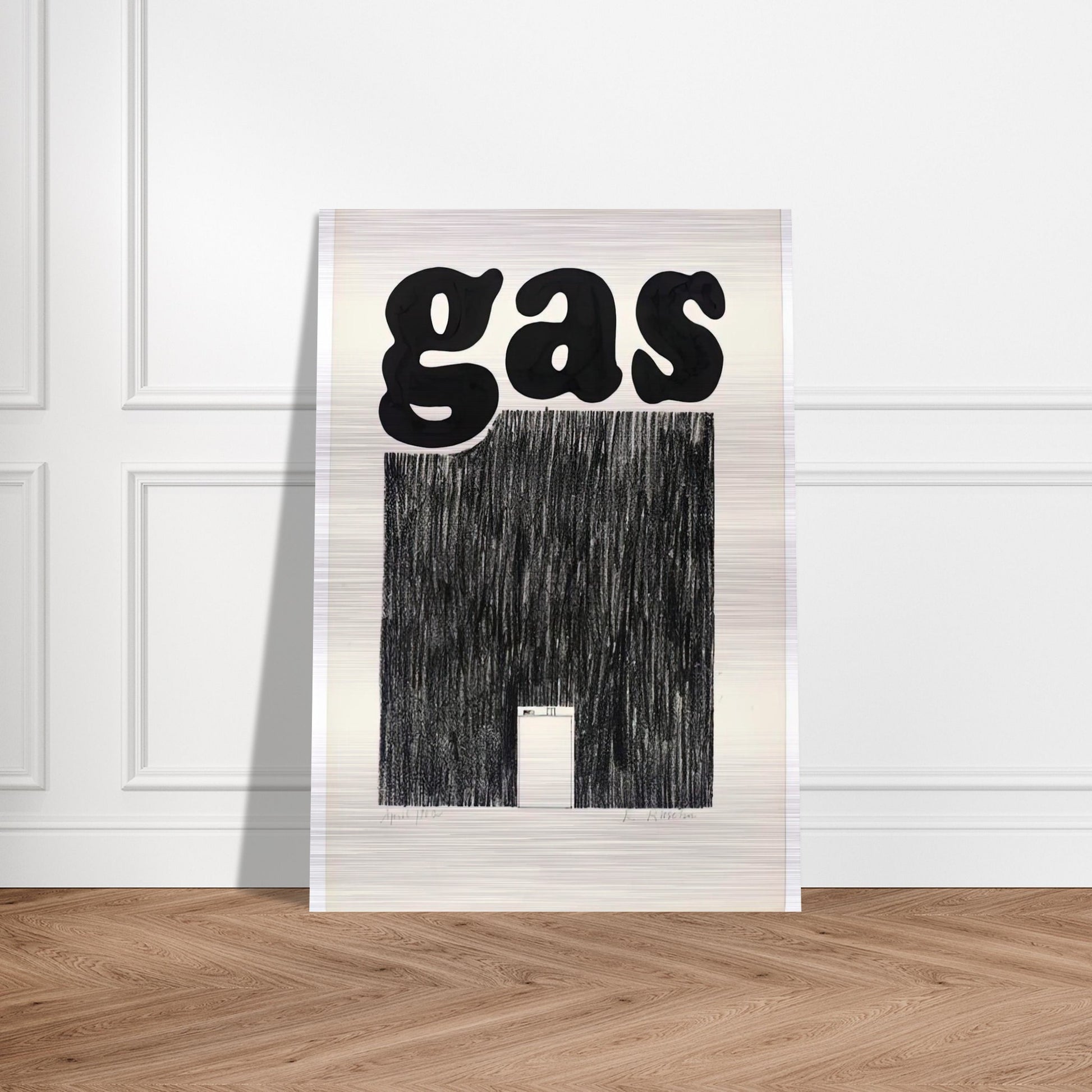 GAS 1962 - Edward Ruscha Brushed Aluminum Print - 70x100 cm / 28x40 inches | Edward Ruscha Aluminum Print | Edward Ruscha Prints