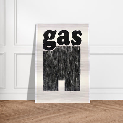 GAS 1962 - Edward Ruscha Brushed Aluminum Print - 70x100 cm / 28x40 inches | Edward Ruscha Aluminum Print | Edward Ruscha Prints