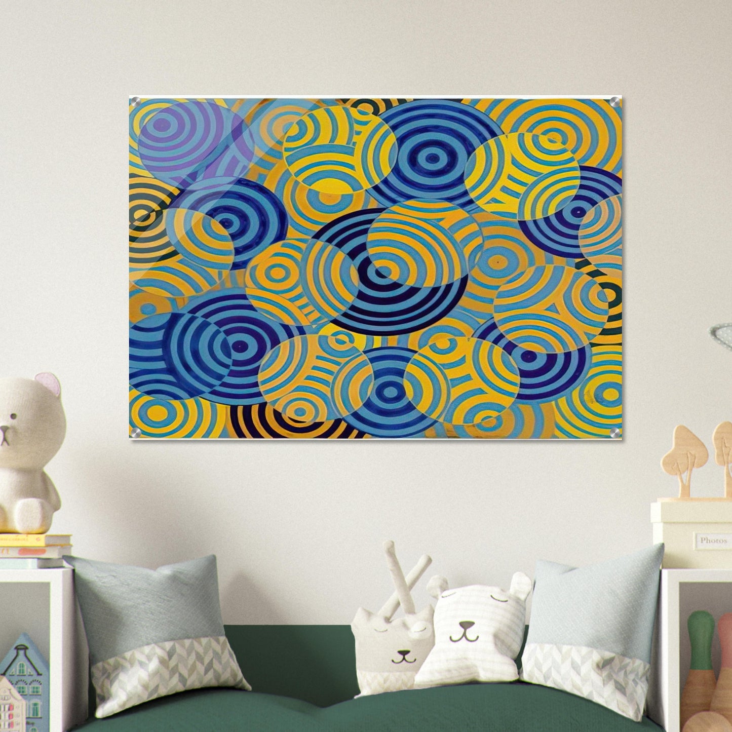 Interférences en bleu et jaune No. 642 - 1963 - Antonio Asis Acrylic Print - 70x100 cm / 28x40″ inches