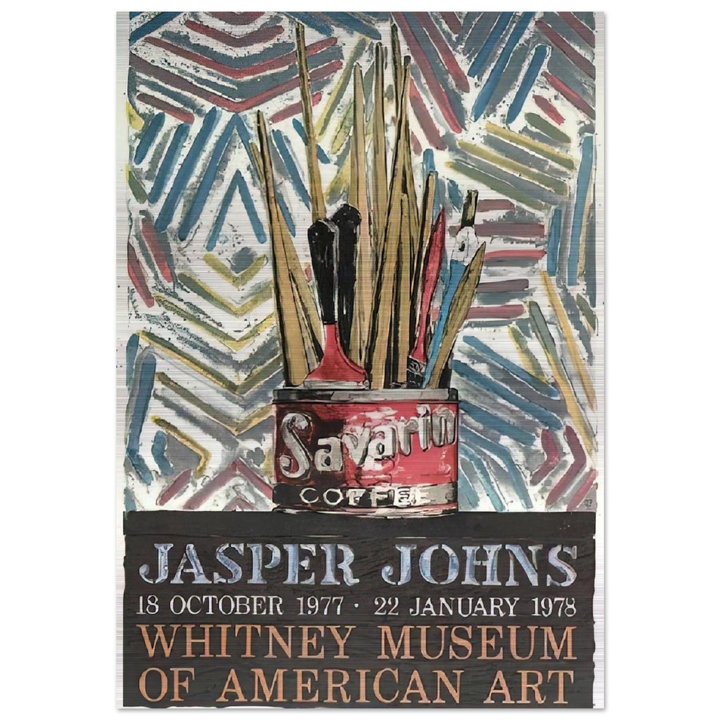 SAVARIN WHITNEY MUSEUM POSTER - Jasper Johns Brushed Aluminum Print - 70x100 cm / 28x40 inches | Jasper Johns Aluminum Print | Jasper Johns Prints