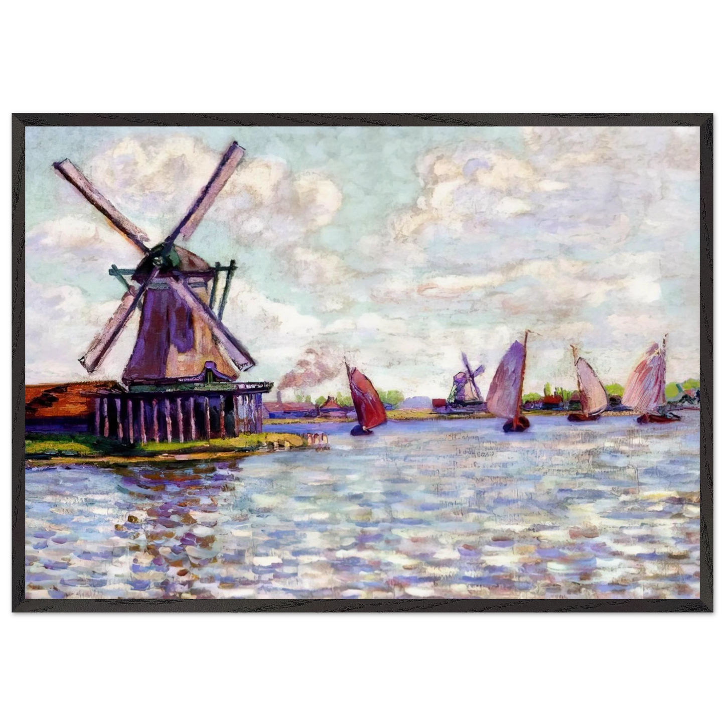 Moulins en Hollandee - 1904 - Armand Guillaumin 70x100 cm / 28x40 inches Framed Art Print – Black Wooden Frame