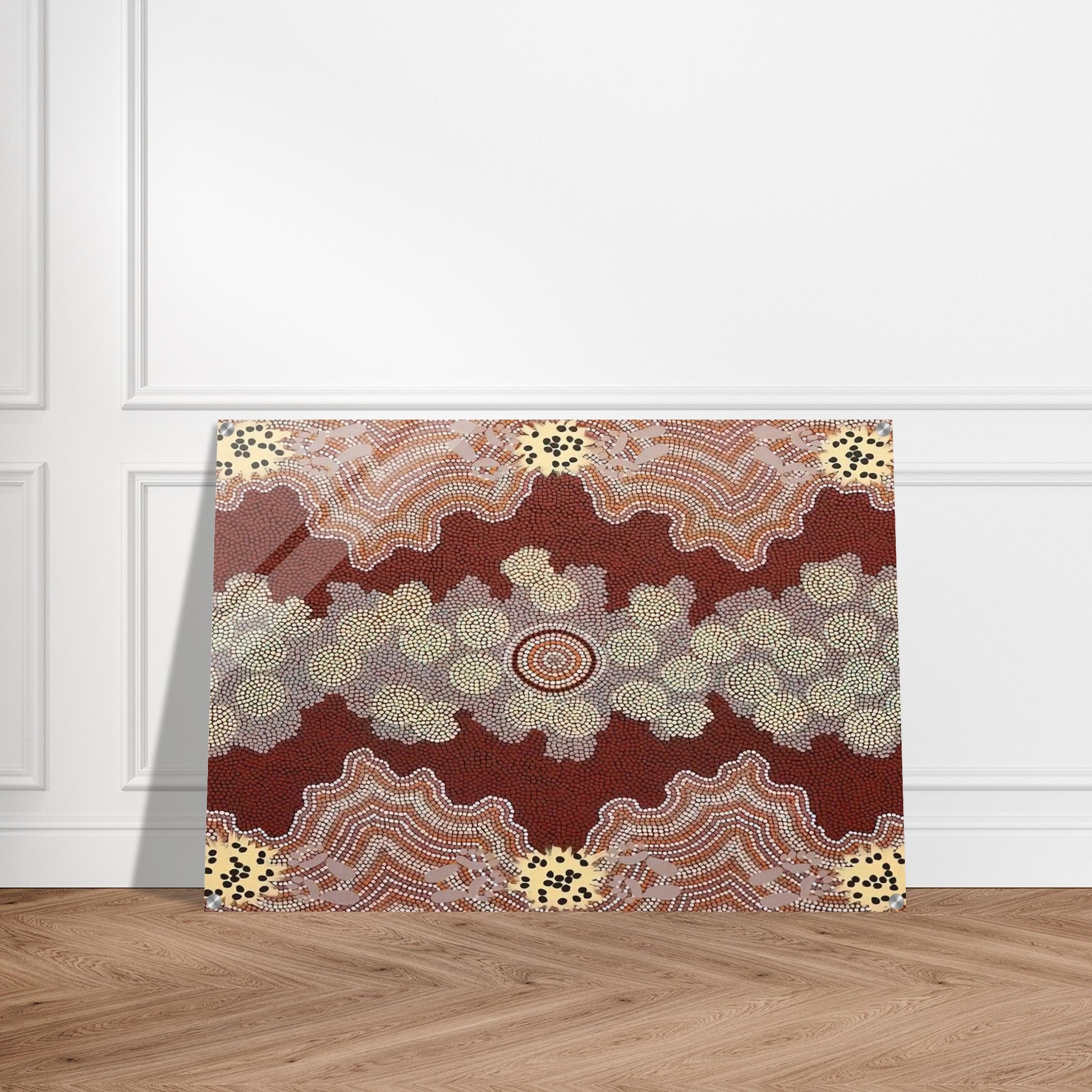 Malaka Honey Ant Dreaming - 1992 - Clifford Possum Tjapaltjarri Acrylic Print - 70x100 cm / 28x40″ inches