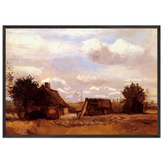 Cottage - Vincent van Gogh 70x100 cm / 28x40 inches Framed Art Print – Black Wooden Frame