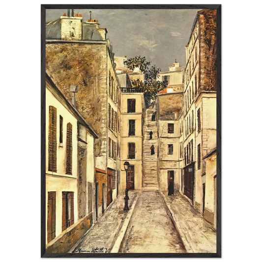 THE PASSAGE THE DEAD END - Maurice Utrillo 70x100 cm / 28x40 inches Framed Art Print – Black Wooden Frame