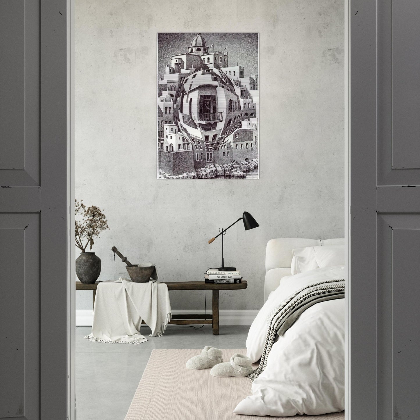 BALCONY - MC Escher Brushed Aluminum Print - 70x100 cm / 28x40 inches | MC Escher Aluminum Print | MC Escher Prints | Maurits Cornelis Escher Prints