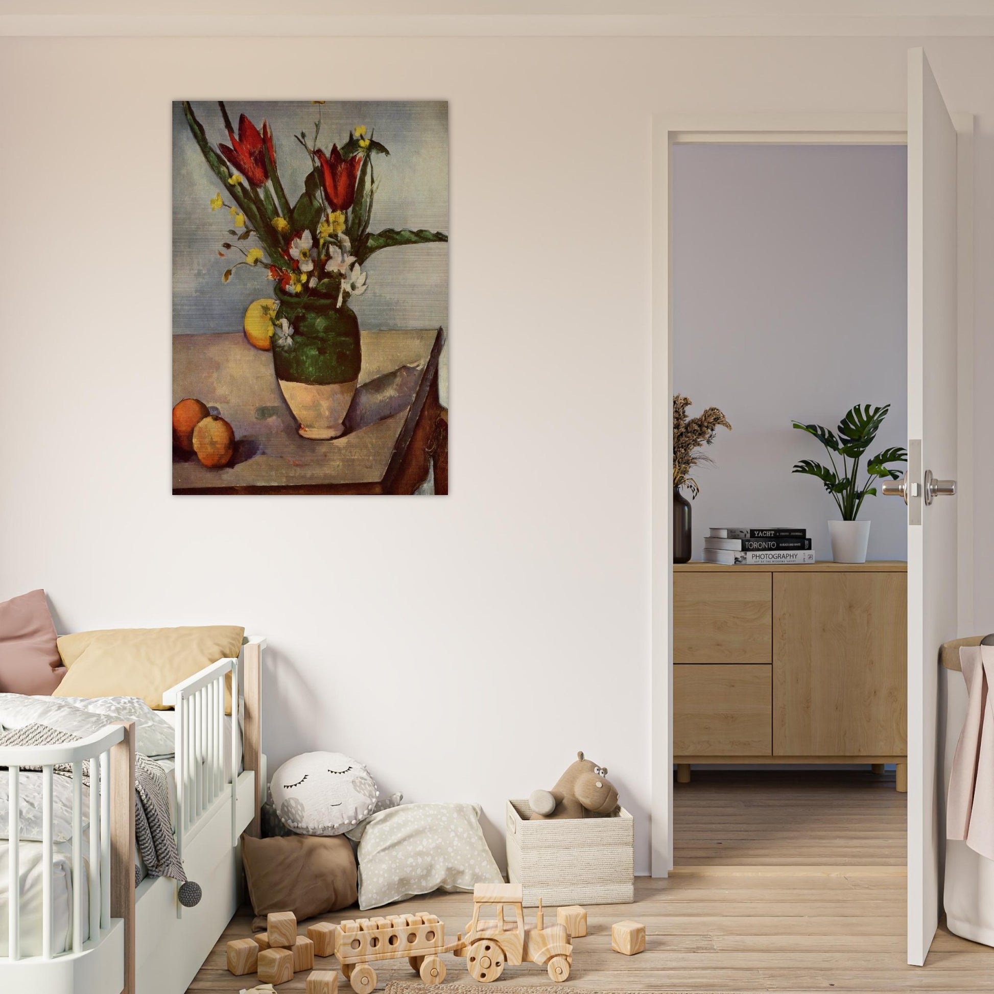 Still Life, Tulips and apples - Paul Cézanne Brushed Aluminum Print - 70x100 cm / 28x40 inches | Paul Cézanne Aluminum Print | Paul Cézanne Prints