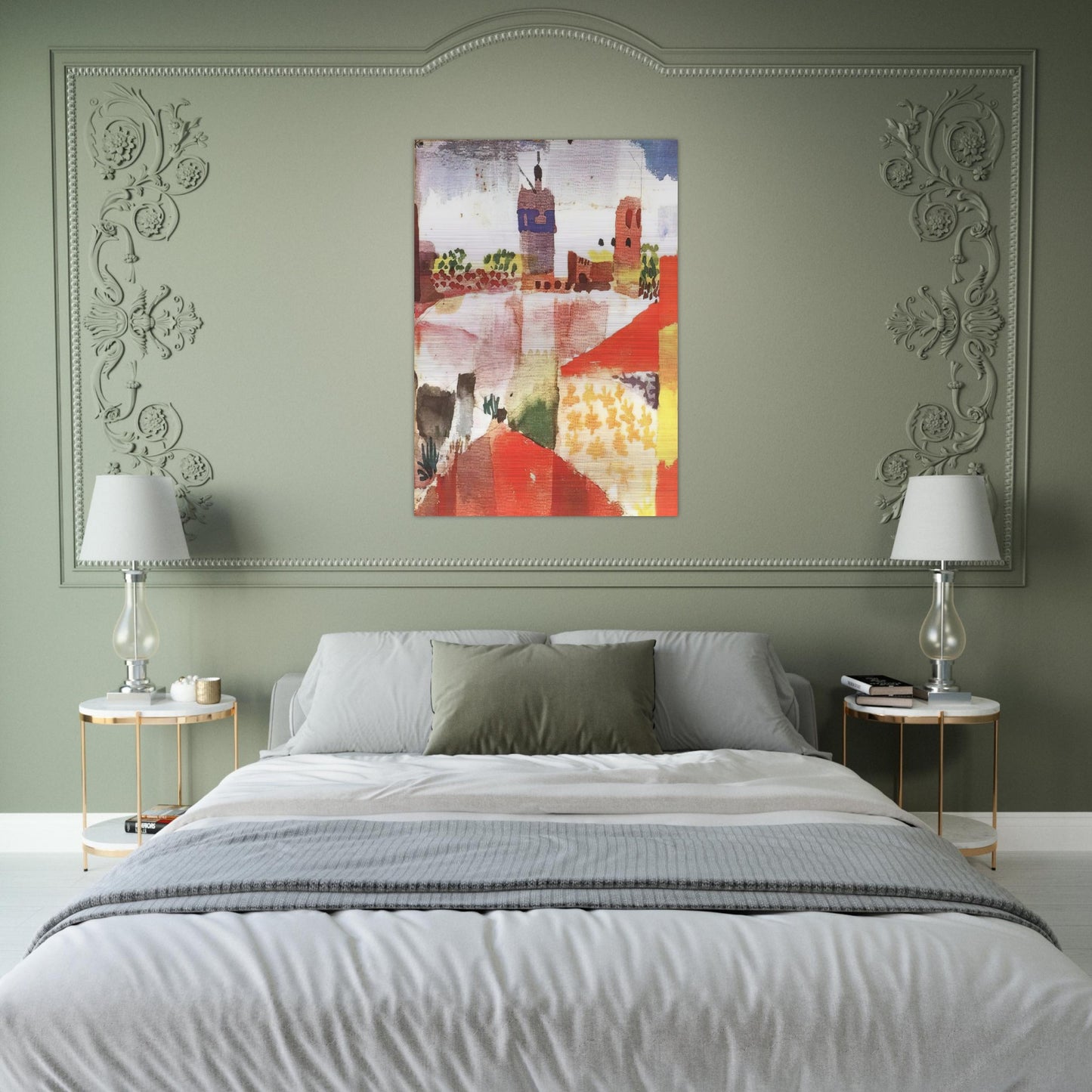 HAMMAMET WITH MOSQUE 1914 - Paul Klee Brushed Aluminum Print - 70x100 cm / 28x40 inches | Paul Klee Aluminum Print | Paul Klee Prints
