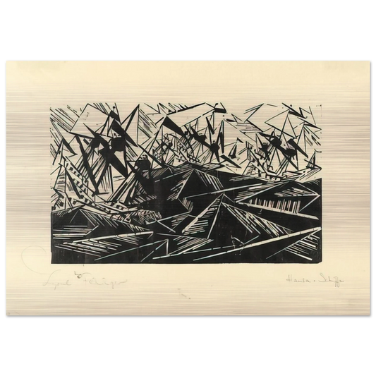 HANSEATIC SHIPS HANSASCHIFFE 1919 - Lyonel Feininger Brushed Aluminum Print - 70x100 cm / 28x40 inches | Lyonel Feininger Aluminum Print | Lyonel Feininger Prints