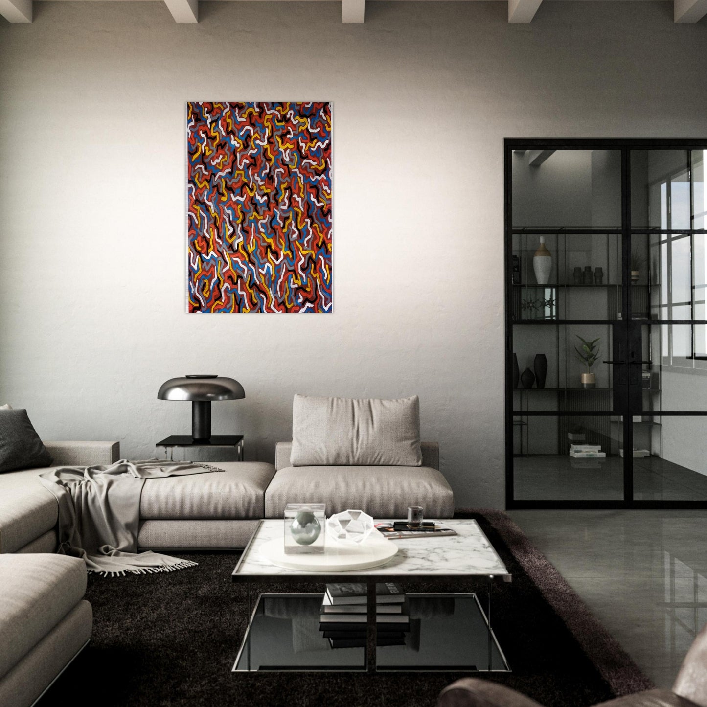 Squiggles - Sol LeWitt Brushed Aluminum Print - 70x100 cm / 28x40 inches | Sol LeWitt Aluminum Print | Sol LeWitt Prints