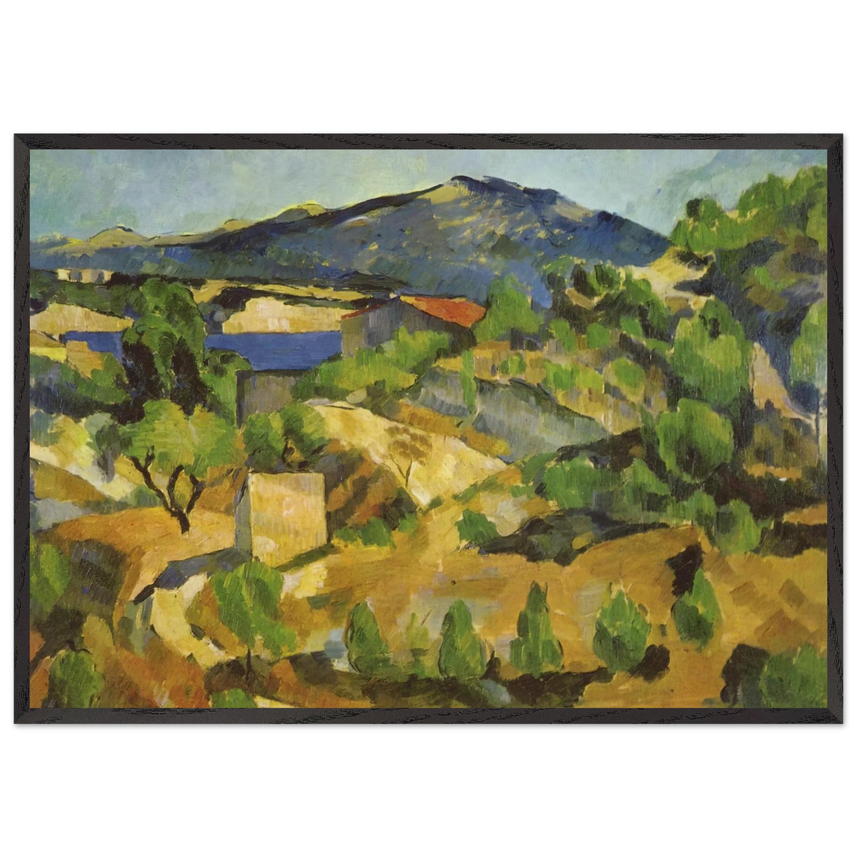 Mountains in Provence LEstaque - Paul Cezanne 70x100 cm / 28x40 inches Framed Art Print – Black Wooden Frame