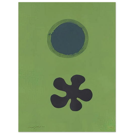 Adolph Gottlieb - Green Ground--Black Form - 1966  75x100 cm / 30x40inches Fine Art Poster