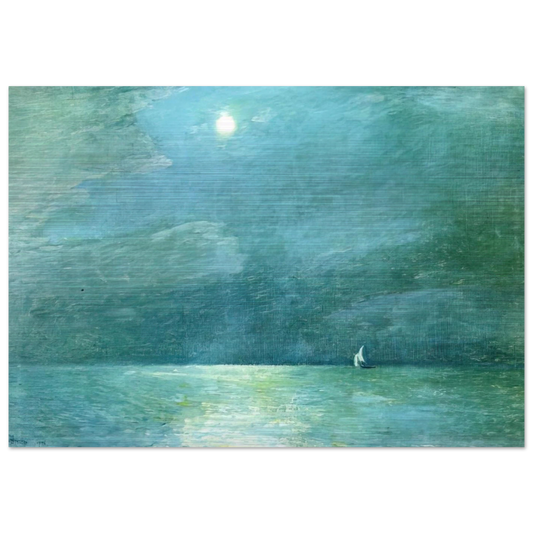 Moonlight on the Sound - Childe Hassam Brushed Aluminum Print - 70x100 cm / 28x40 inches | Childe Hassam Aluminum Print | Childe Hassam Prints