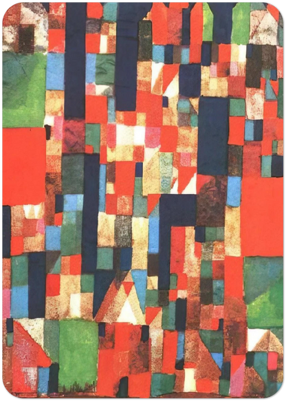 CITY PICTURE WITH RED AND GREEN ACCENTS 1921 By Paul Klee Pack of 10 Post Cards | Paul Klee Post Cards | A6 (10.5 x 14.8 cm) - 4.1 x 5.8 inches