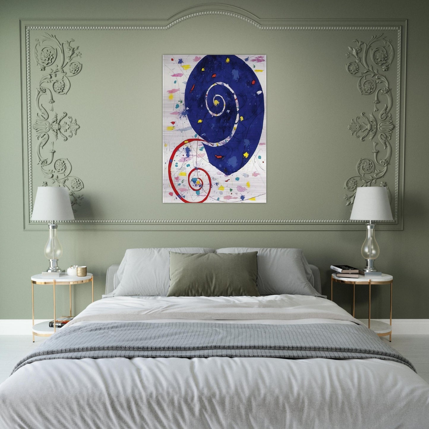 Ammonite  SFM 82-063  - Sam Francis Brushed Aluminum Print - 70x100 cm / 28x40 inches | Sam Francis Aluminum Print | Sam Francis Prints